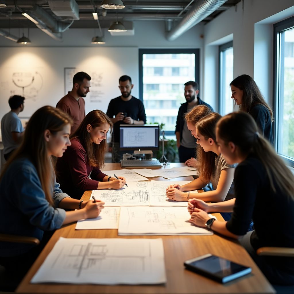 Pessoas colaborando em um workshop de UI/UX